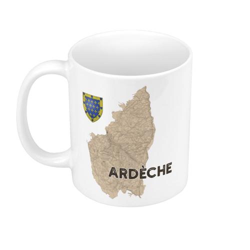 Mug Céramique Ardèche 07 Departement Privas Carte Ancienne Rhône Alpes