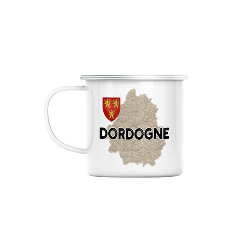 Mug En Métal Emaillé Dordogne 24 Département Périgueux Carte Ancienne Rare