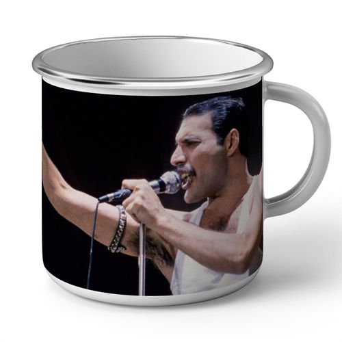 Mug En Métal Emaillé Queen Freddy Mercury Wembley Rock 80's Live