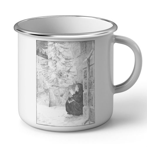 Mug En Métal Emaillé La Petite Filles Aux Allumettes Les Contes D'andersen Illustration Ancienne