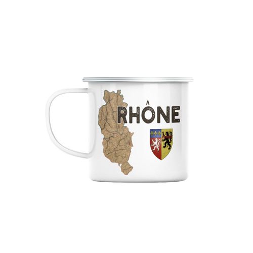 Mug En Métal Emaillé Rhone 69 Departement Lyon Carte Ancienne Rare
