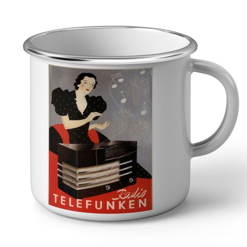 Mug En Métal Emaillé Radio Telefunken Art Deco Publicite Ancienne Vintage