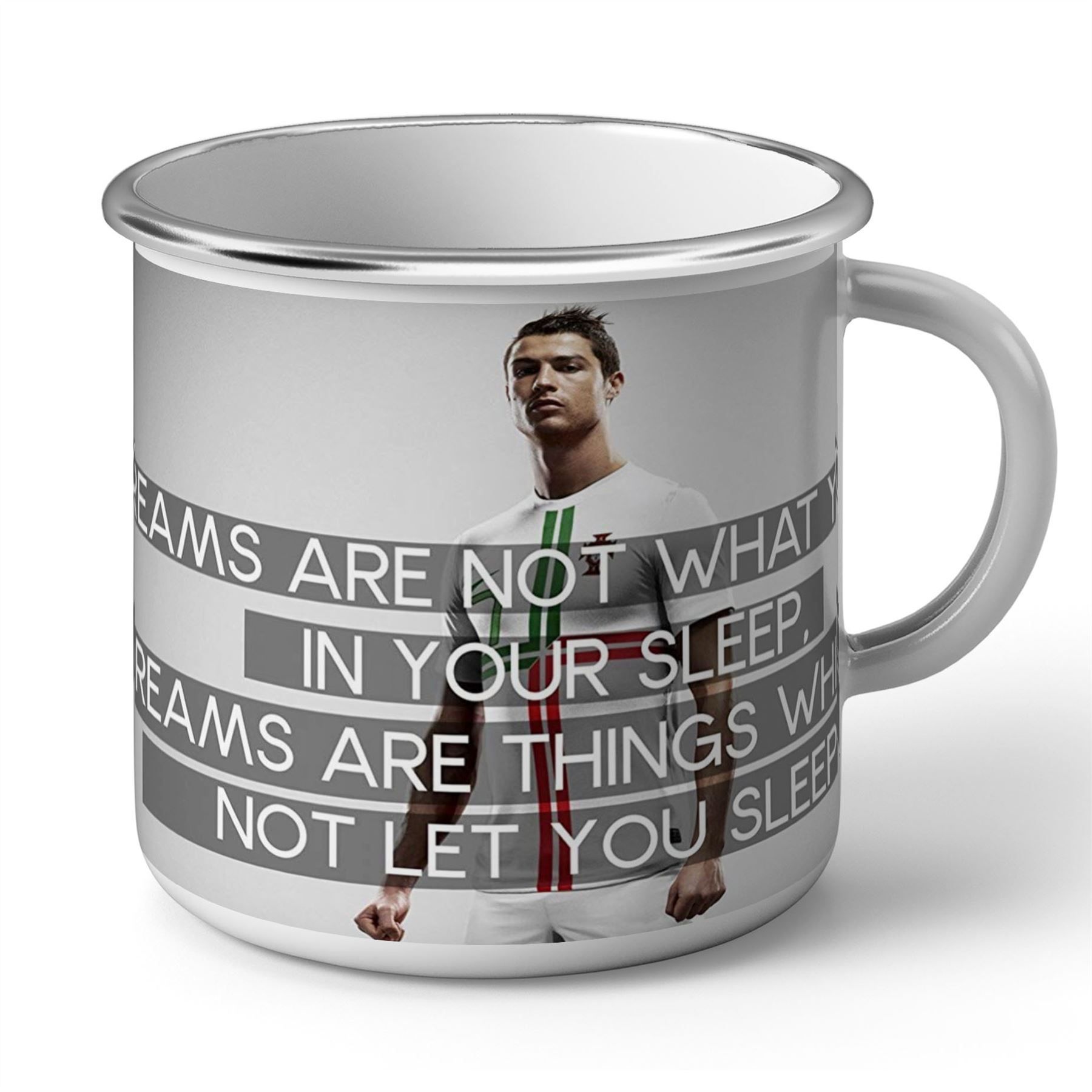 Mug En Métal Emaillé Cristiano Ronaldo Cr7 Football Star Citation Inspirante Portugal