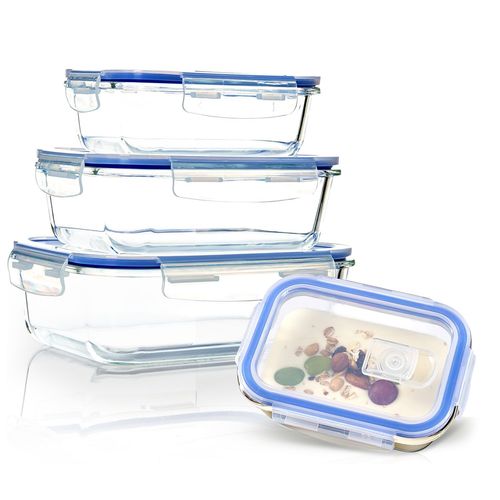 Klarstein Boîte En Verre Rectangulaire 1520 Ml, 1040 Ml, 640 Ml, 370 Ml Avec Couvercle, Lot De 4