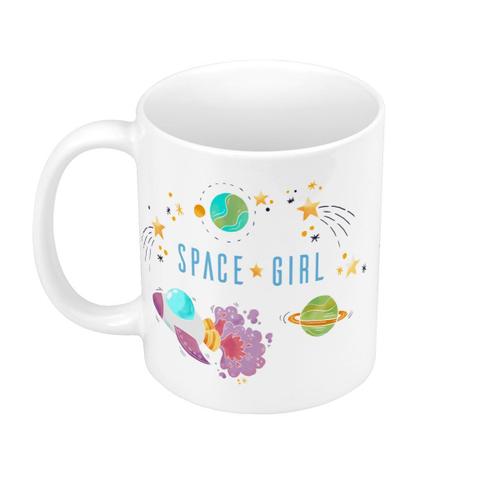 Mug Céramique Space Girl Fusée Lune Planete Espace Illustration Originale