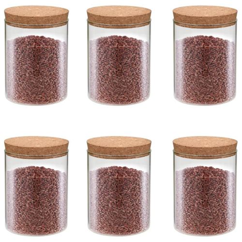 Vidaxl 6 Pcs Pots De Conservation En Verre Et Couvercle En Liège 650ml