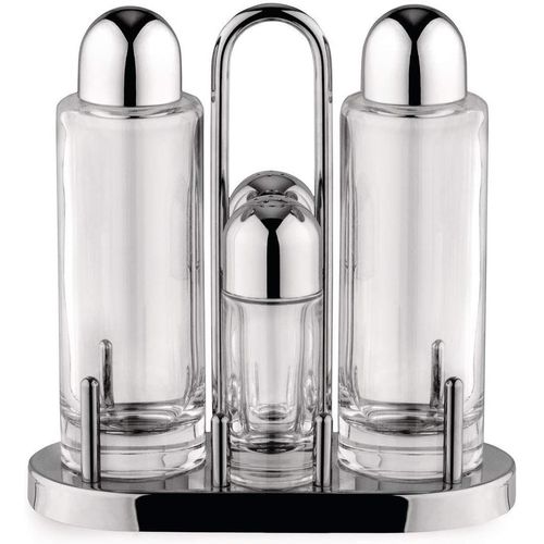 Alessi-Set Pour L¿Huile, Le Vinaigre, La Vente Et Le Poivre En Acier Inoxydable 18/10 Et Le Verre