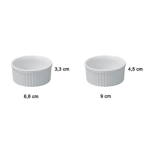 Lot De 2 Ramequins En Céramique (1 Grand - 9 X 4,5 Cm/1 Petit - 6,6 X 3,3 Cm) Blanc Hobby Cook