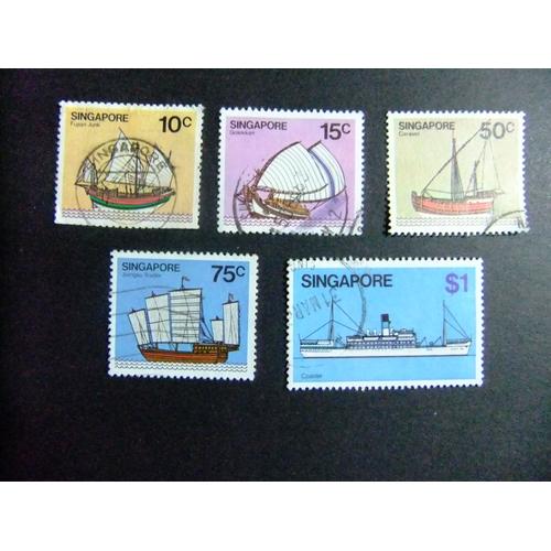 51 Singapour Singapour 1980 / Vieux Bateaux (Voiliers) / Yvert 336a+337+ 341-343 Fu