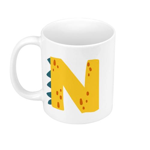 Mug Céramique N Noe Nathan Lettre Prénom Dinosaure Dessin Enfant