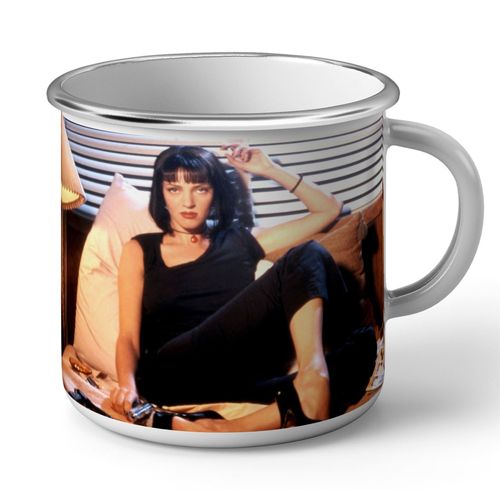Mug En Métal Emaillé Uma Thurman Pulp Fiction Tarantino Lit Actrice Cinema
