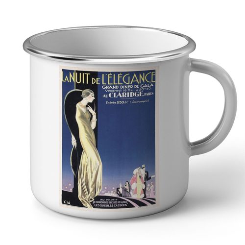 Mug En Métal Emaillé La Nuit De L'elegance Art Deco Affiche Ancienne Vintage