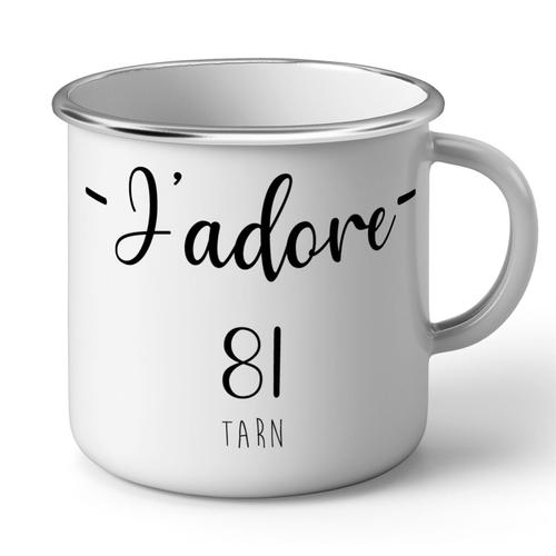 Mug En Métal Emaillé J'adore 81 Tarn Departement France Region Albi