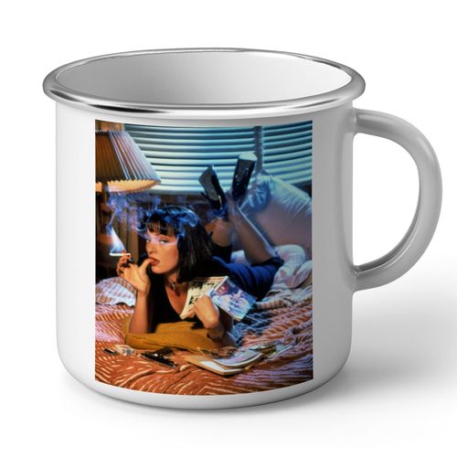 Mug En Métal Emaillé Uma Thurman Pulp Fiction Cigarette Tarantino Actrice Cinema