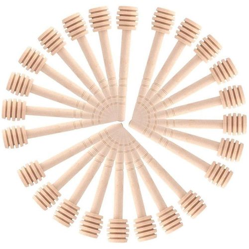 50 Pcs Cuillère À Miel,Ménagers En Bois Portable Mini Jam Pot À Miel Distributeur Collectionner Remuer Rod Stick Mino Distribue Drizzle Miel 8cm Bois, Faveurs De Fête De Mariage