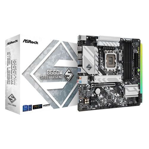ASRock B660M Steel Legend - Carte-mère - micro ATX - Socket LGA1700 - B660 Chipset - USB-C Gen 2x2, USB 3.2 Gen 1 - 2.5 Gigabit LAN - carte graphique embarquée (unité centrale requise) - audio HD...