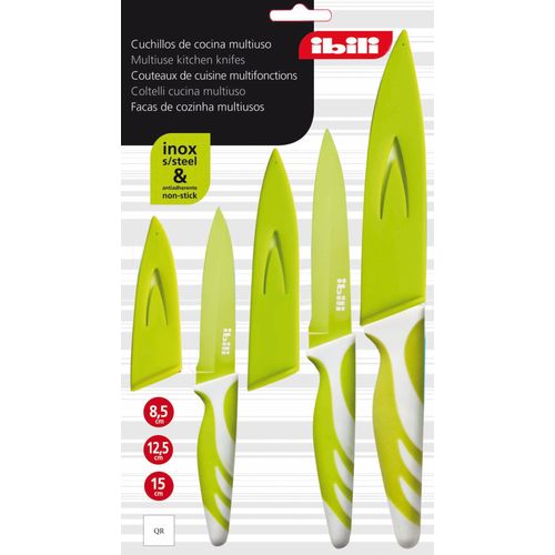 Set De 3 Couteaux Verts 8.5+12.5+15cm
