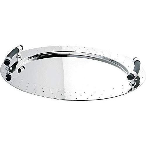 Plateau En Acier Inoxydable Alessi-Oval 18/10 Avec Poignées Pa, Noir