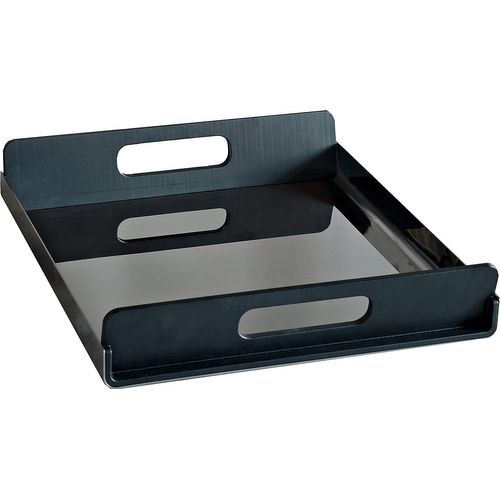 Alessi Gia01/45 Vassily Plateau Rectangulaire En Acier Inoxydable 18/10 Brillant Avec Poignées En Résine Thermoplastique, Noir