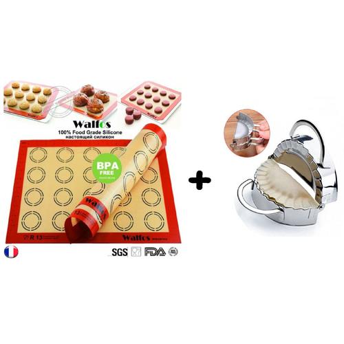 Tapis De Cuisson 100% Silicone Réutilisable Anti Adhésif Résistant À La Chaleur Patisserie Walfos Non Toxique 42 X 30 Macarons + 1 Moule Raviole Raviolis Mini-Chausson En Métal ! !