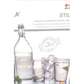 Ensemble De 4 Verres Et Bouteille Vintage