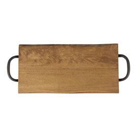 Plateau Hévéa Avec Anses En Métal 40x20 Cm