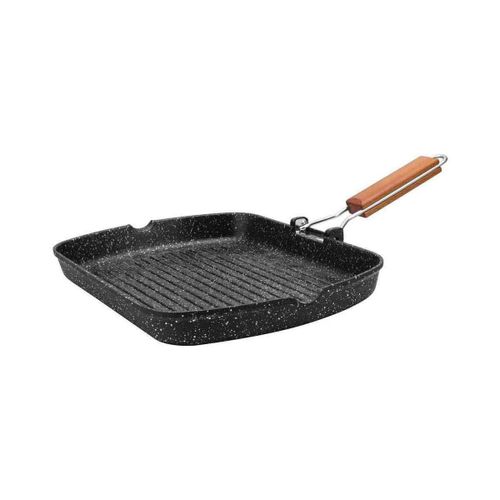 Grill En Pierre 34* 24 Cm, Manches Amovibles, Induction,Antiadhérent,