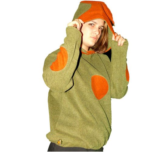 Sweat Lutin Polaire À Capuche Avec Grelot Taille Unique , Piece Unique Couturié Artisanal Idéal Pour Neige, Ski  Balade Montagne.. Comme Un Lutin