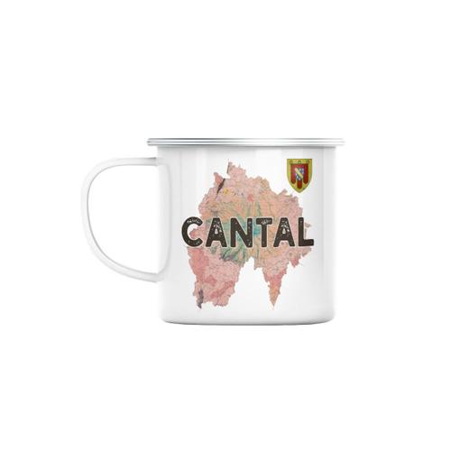 Mug En Métal Emaillé Cantal 15 Departement Aurillac Carte Ancienne Auvergne