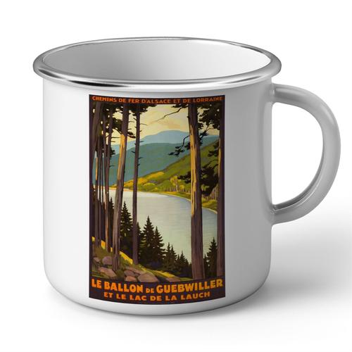 Mug En Métal Emaillé Alsace Lorraine France Affiche Poster Vintage Tourisme Art Deco