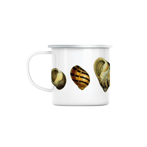 Mug En Métal Emaillé Ensemble D'escargots Minimaliste Biologie Illustration Ancienne