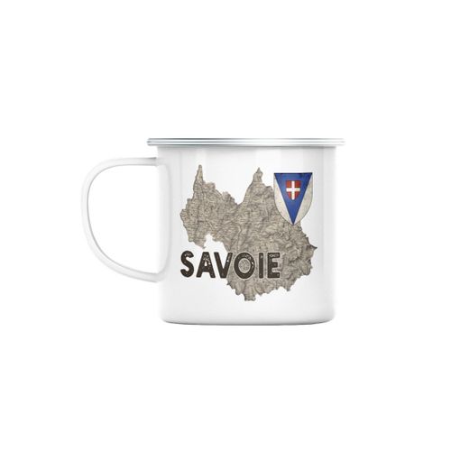 Mug En Métal Emaillé Savoie 73 Departement Chambery Carte Ancienne Alpes