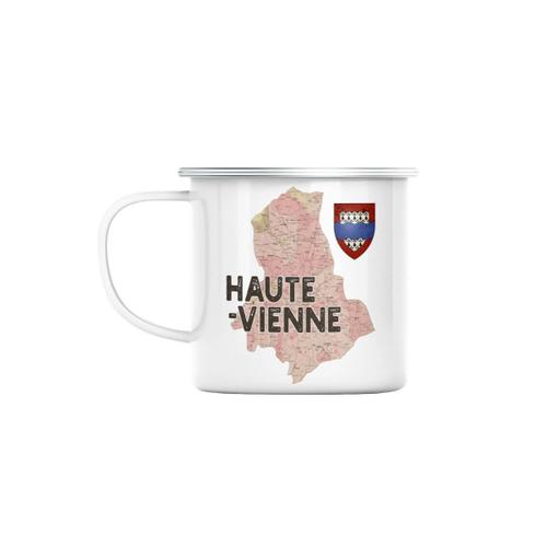 Mug En Métal Emaillé Haute Vienne 87 Departement Limoge Carte Ancienne