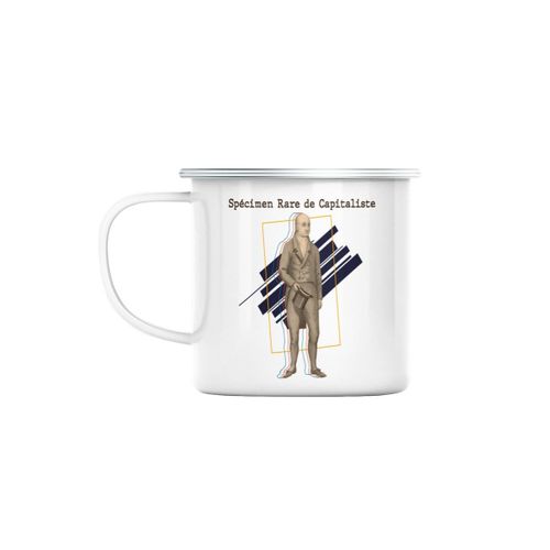 Mug En Métal Emaillé Spécimen Rare De Capitaliste Illustration Ancienne