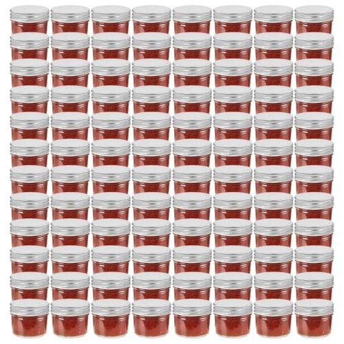 Vidaxl Pots À Confiture Avec Couvercles Argentés 96 Pcs Verre 110 Ml