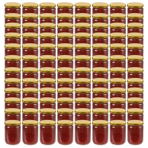Pots À Confiture Avec Couvercle Doré 96 Pcs Verre 230 Ml