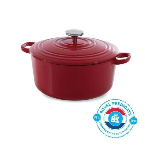 Bk Cookware H6072.524 Bk Bourgogne Cocotte En Fonte - Ronde - 24 Cm - 4.2l - Revetement Émaillé - Couvercle Avec Anneaux