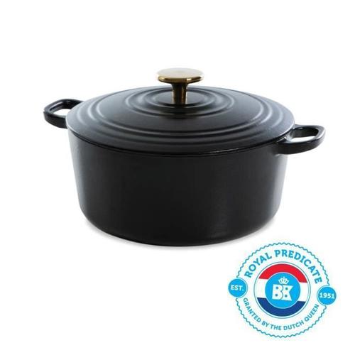 Bk Cookware H6079.528 Bk Bourgogne Cocotte En Fonte - Ronde - 28 Cm - 6.7l - Revetement Émaillé - Couvercle Avec Anneaux