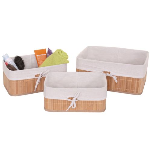 3x Boîte De Rangement Hwc-C21, Bambou   Nature