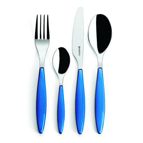 Guzzini 23000076 Ménagère En Inox 24 Pièces Bleu Méditerranée 25,5 X 15,8 X 7,5 Cm