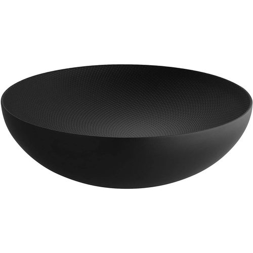 Alessi Double Dul02/25bt - Bol Design À Double Paroi En Acier Coloré À La Résine Au Époxyde, Noir Avec Décoration En Relief
