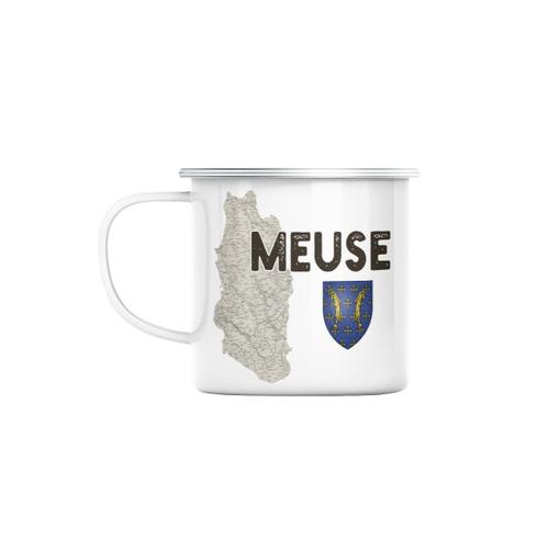 Mug En Métal Emaillé Meuse 55 Departement Bar-Le-Duc Carte Ancienne Est France