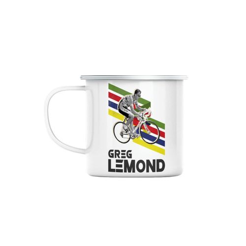 Mug En Métal Emaillé Greg Lemond Vintage Vélo France Cyclisme Tour