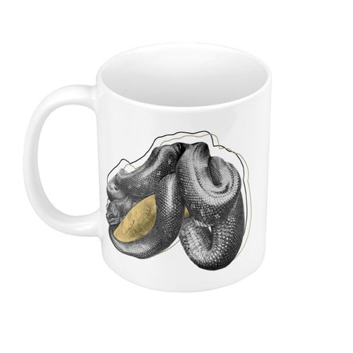 Mug Céramique Python Tapis Serpent Biologie Illustration Ancienne Minimaliste
