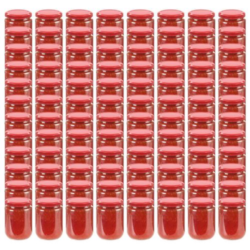 Vidaxl Pots À Confiture Avec Couvercle Rouge 96 Pcs Verre 230 Ml