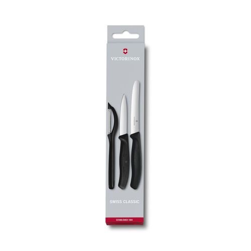 Set De Couteaux À Légumes Swiss Classic Avec Éplucheur, 3 Pièces, Noir