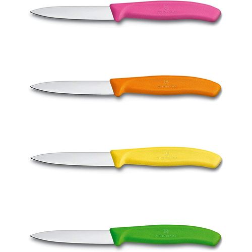 Victorinox - Couteau D'office Swiss Classic 8 Cm - Couleurs Assorties: Jaune, Orange, Rose, Verte - Emballage Spécial De 4 Pièces