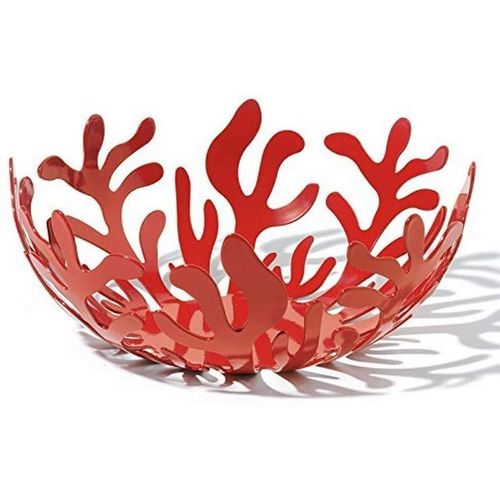 Alessi Esi01/21 Mediterraneo Porte-Fruits En Acier Inoxydable Coloré À La Résine Au Époxyde, Rouge, Ø 21 Cm