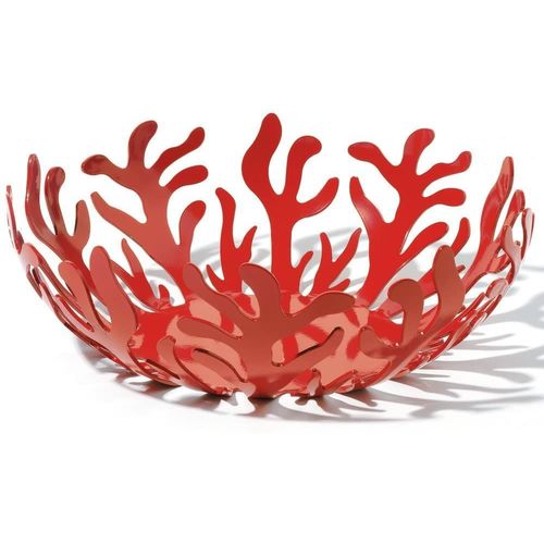 Alessi Esi01/29 Mediterraneo Porte-Fruits En Acier Inoxydable Coloré À La Résine Au Époxyde, Rouge, Ø 29 Cm