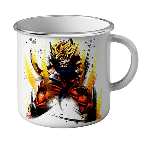 Mug Emaillé Métal Goku Transformation Sayan Dragon Ball Z Dbz
